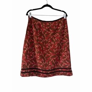Alfani Skirt Women’s Size 14 Red Brown Lead Print A-Line Knee Length Lined